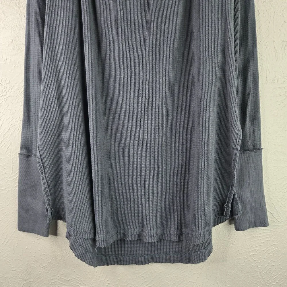 We The Free Thermal Shirt Sz M Gray Oversized Relaxed Fit Streetwear Slouchy Top